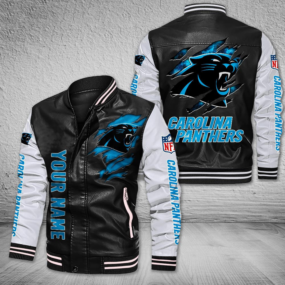 DMHQ0044 Carolina Panthers Signature Series Leather Jacket — Plush Sherpa Lining