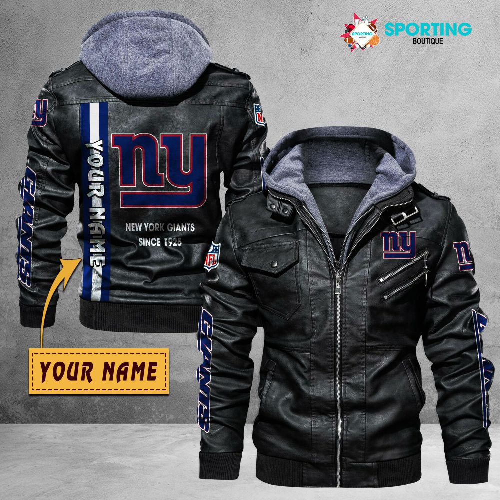 New York Giants VITC9032 – Premium & Ultra-Thick Leather Jacket with Fleece Hood