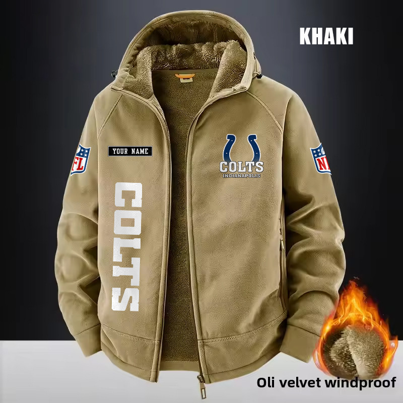 Indianapolis Colts Fleece Fashion Hooded Jacket Outdoor SPTFFHJ014