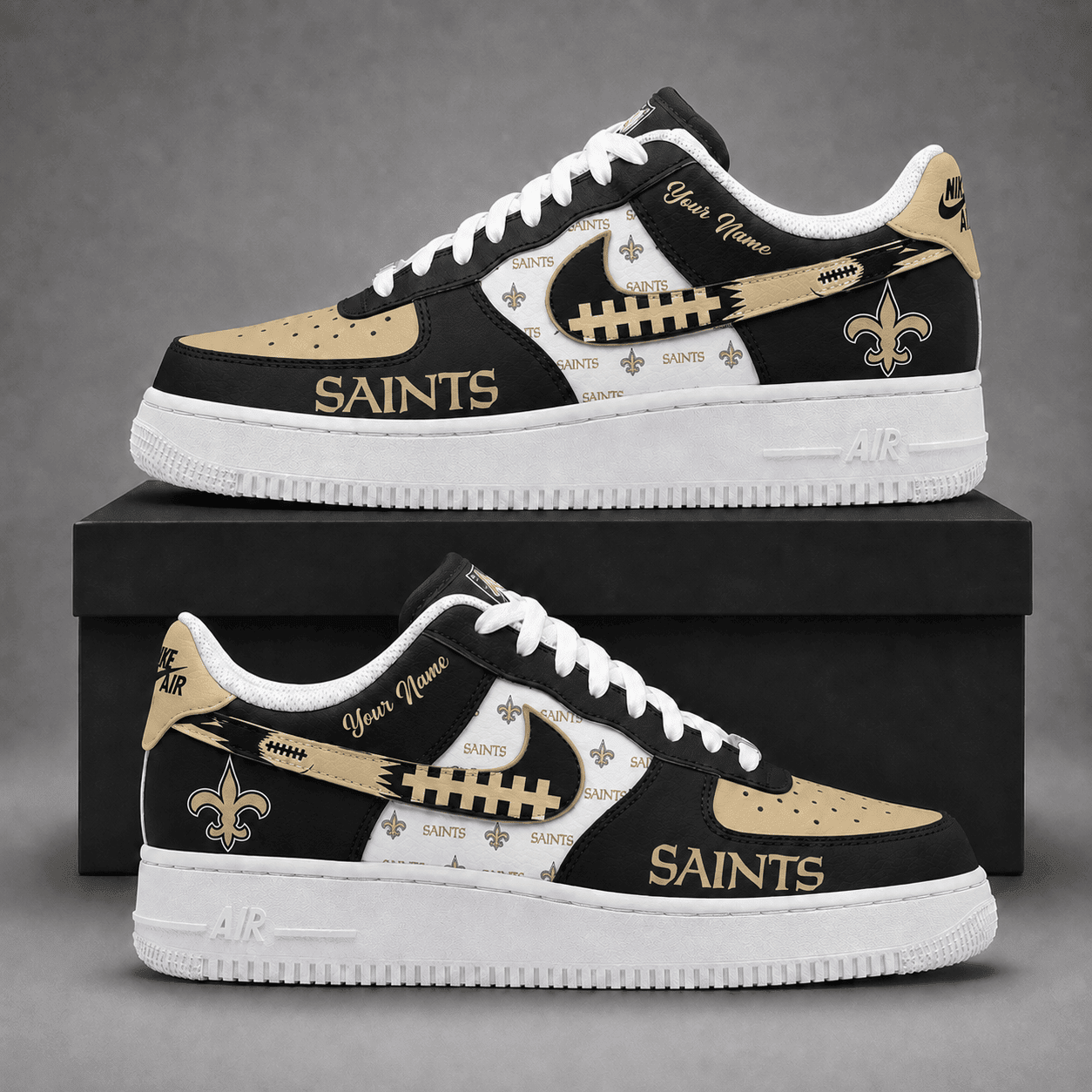 New Orleans Saints | Premium NFL Fear The Team AF1 Sneakers Personalized - VA37442