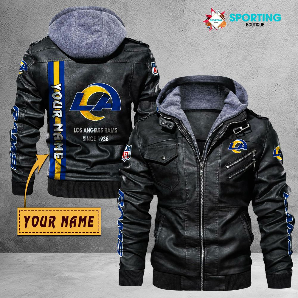 Los Angeles Rams VITC9027 – Premium & Ultra-Thick Leather Jacket with Fleece Hood
