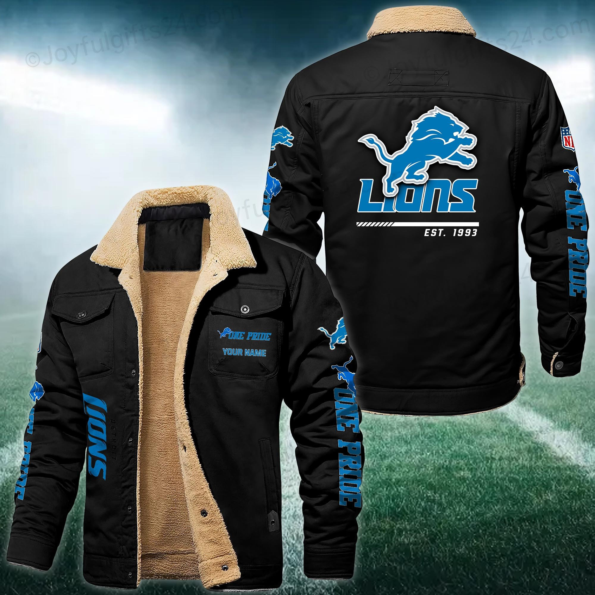 Detroit Lions FLEECE BOMBER JACKET Custom name 10043895N