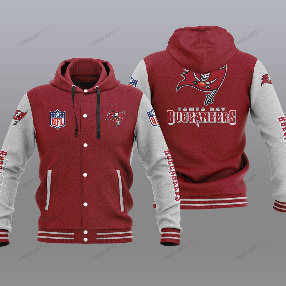NFL Tampa Bay Buccaneers Hooded Baseball Jacket 3D Nicegift HBJP5Z5