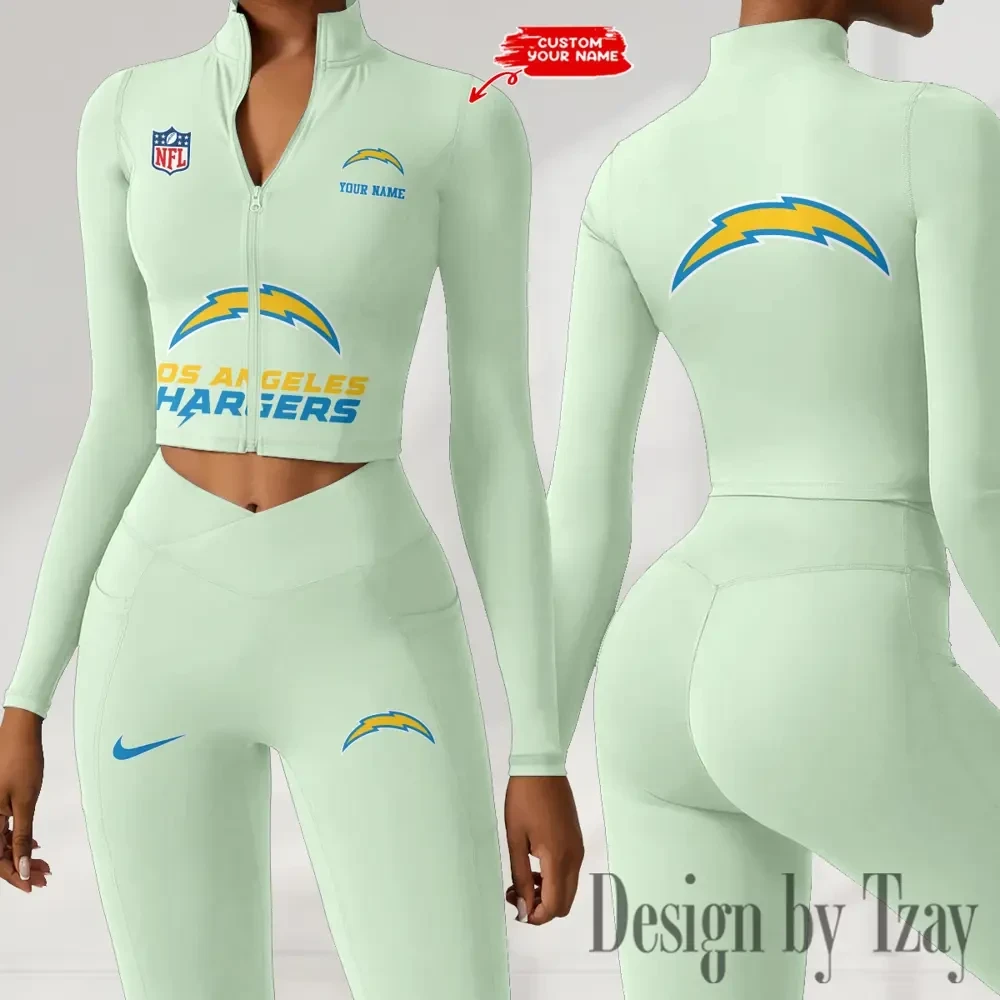 Los Angeles Chargers Zipper Sports Top Women Gym Long Sleeve for Fitness SPTZSTW050