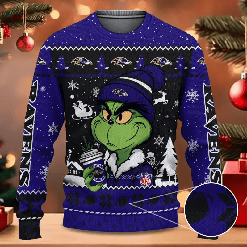SPTBGSWT347-Baltimore Ravens Christmas Woolen Sweater