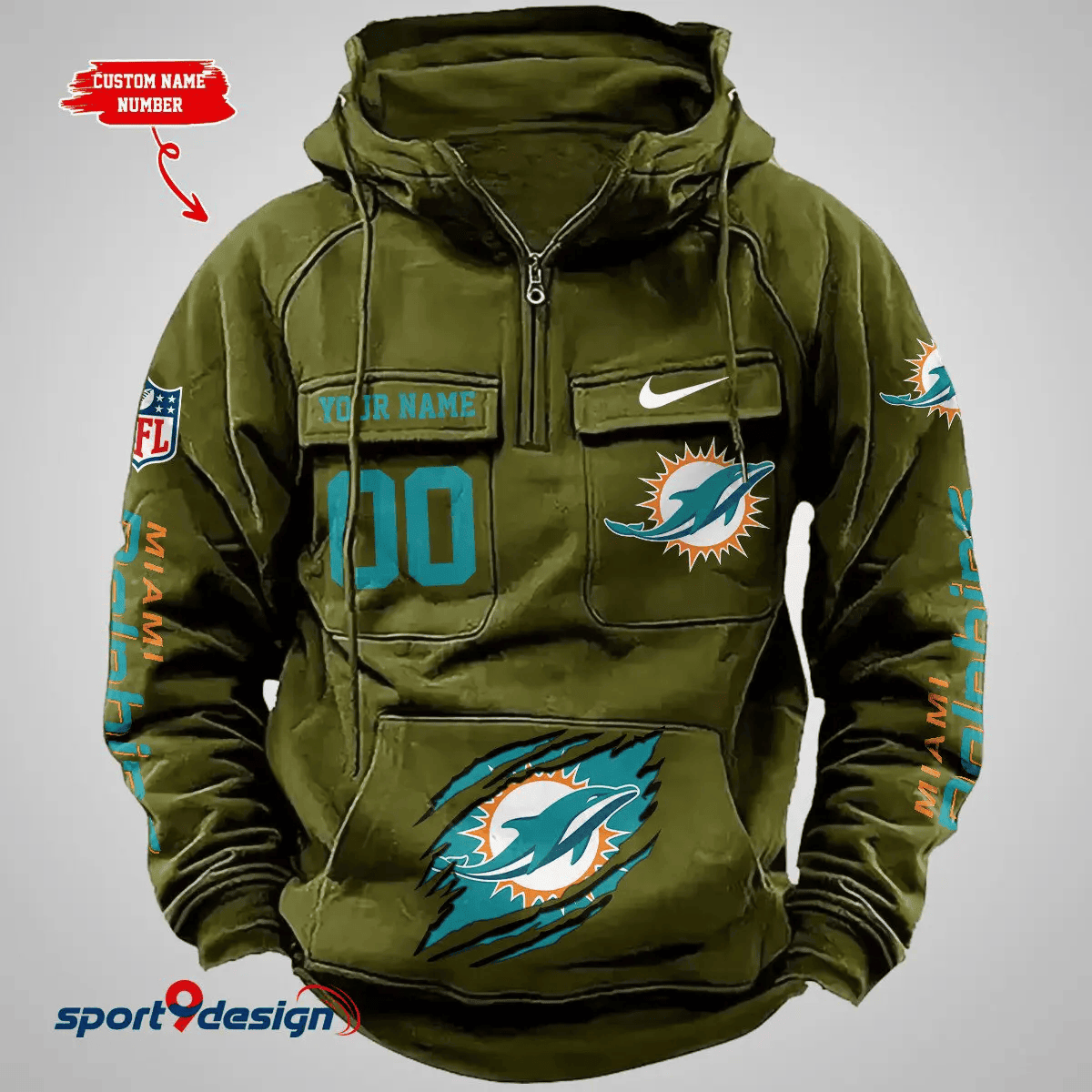 Miami Dolphins Vintage Men Hoodie AZVMHD148