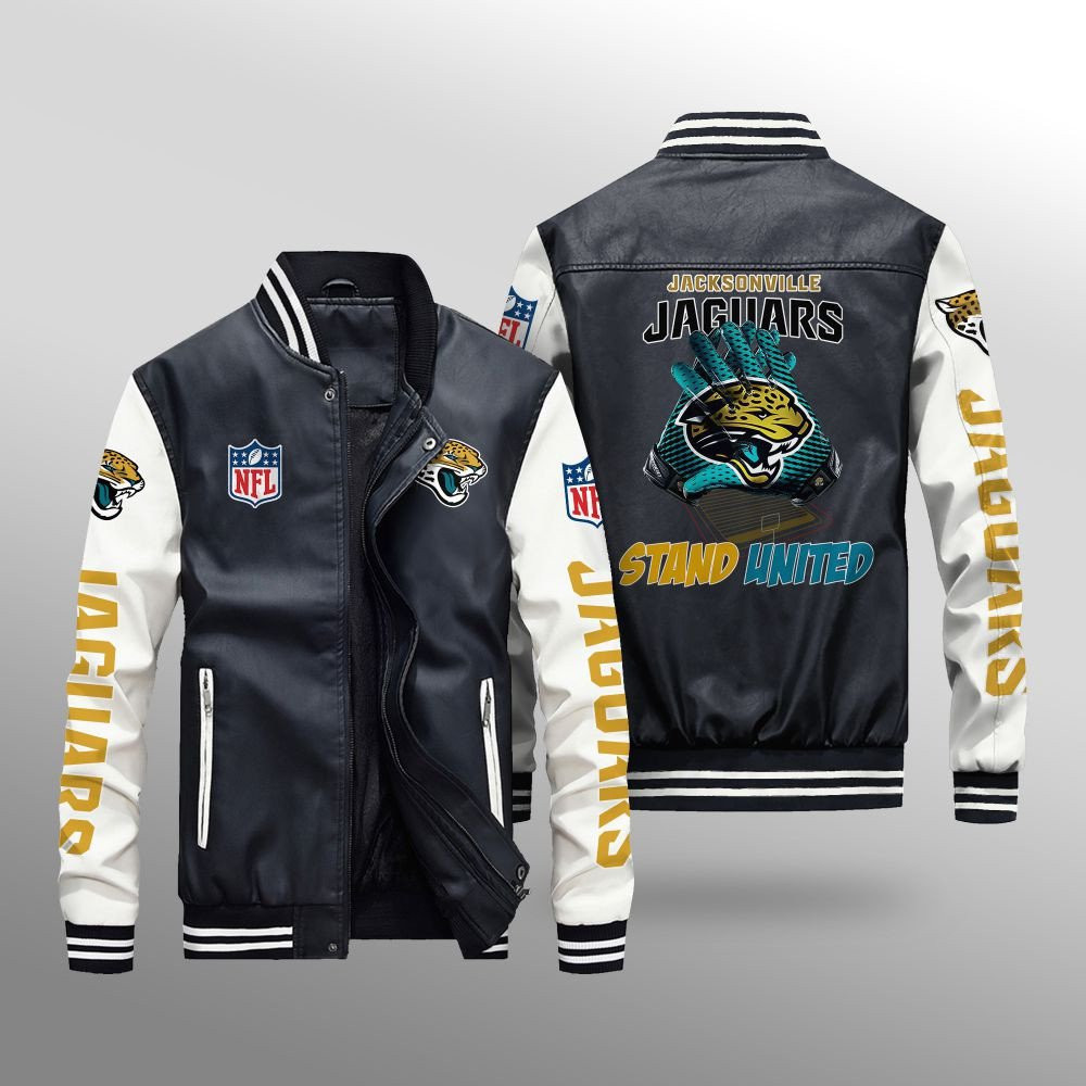 Jacksonville Jaguars Premium Fleece-Lined Leather Bomber Jacket BG53