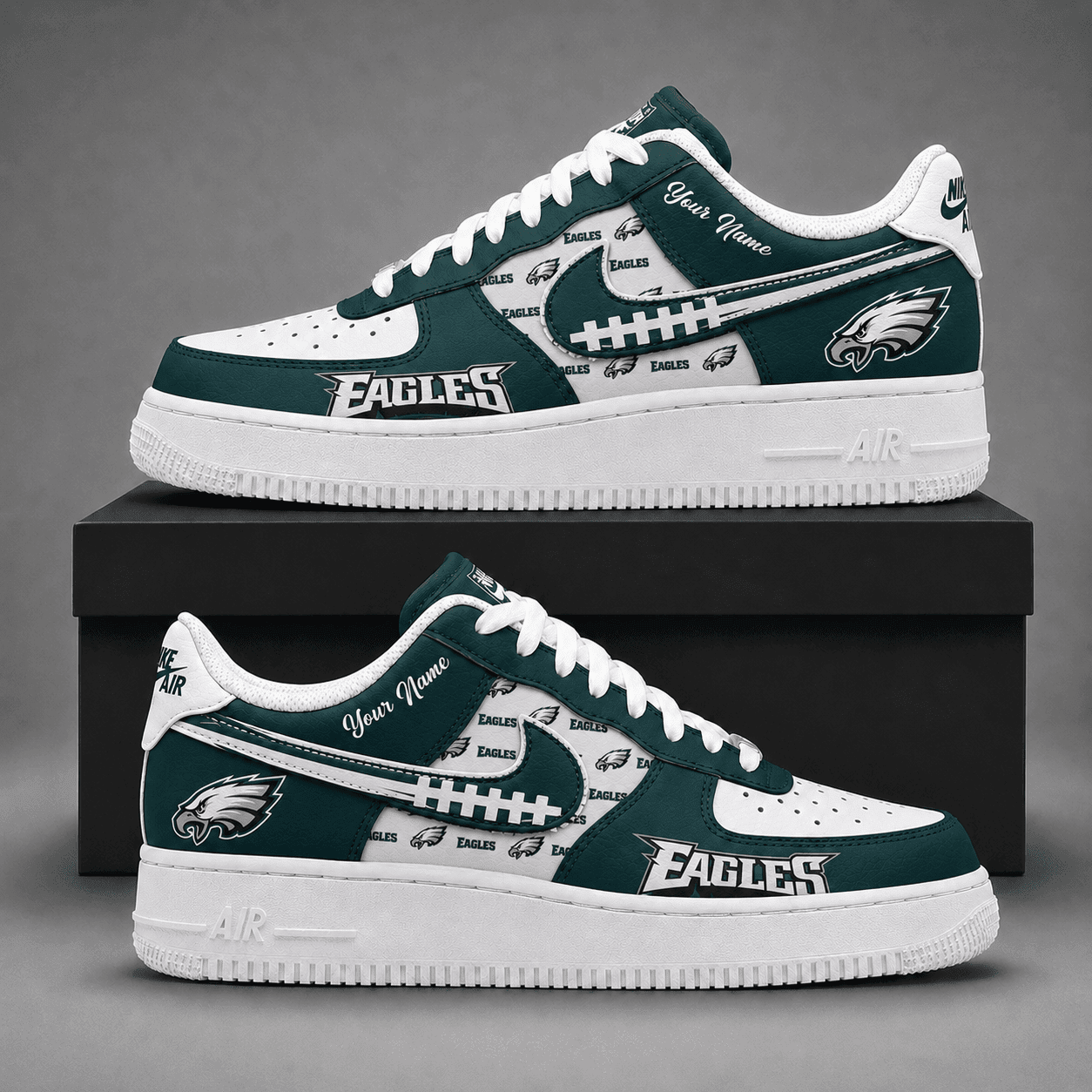 Philadelphia Eagles | Premium NFL Fear The Team AF1 Sneakers Personalized - VA37435