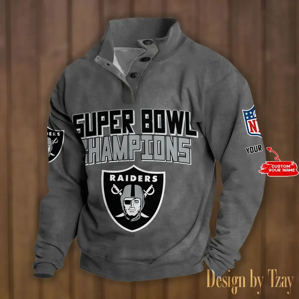 SPTS9DBSCH301 Las Vegas Raiders Premium Stand-Collar Game-Day Pullover - Engineered Warmth & Personalized Names DV8