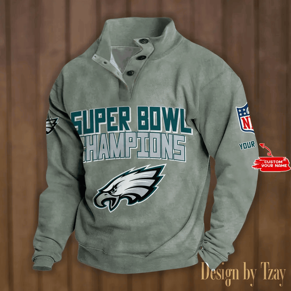 SPTS9DBSCH310 Philadelphia Eagles Premium Stand-Collar Game-Day Pullover - Engineered Warmth & Personalized Names DV8