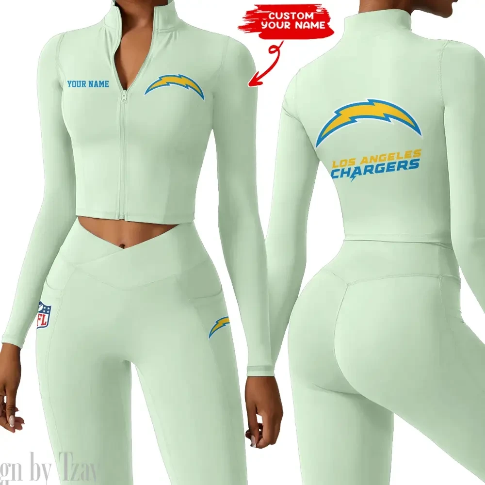 Los Angeles Chargers Zipper Sports Top Women Gym Long Sleeve for Fitness SPTZSTW082