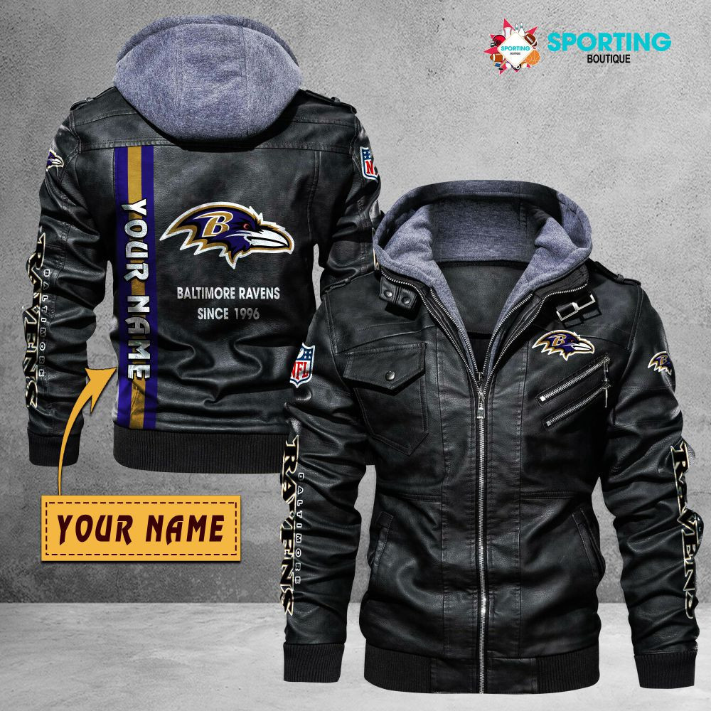 Baltimore Ravens VITC9012 – Premium & Ultra-Thick Leather Jacket with Fleece Hood
