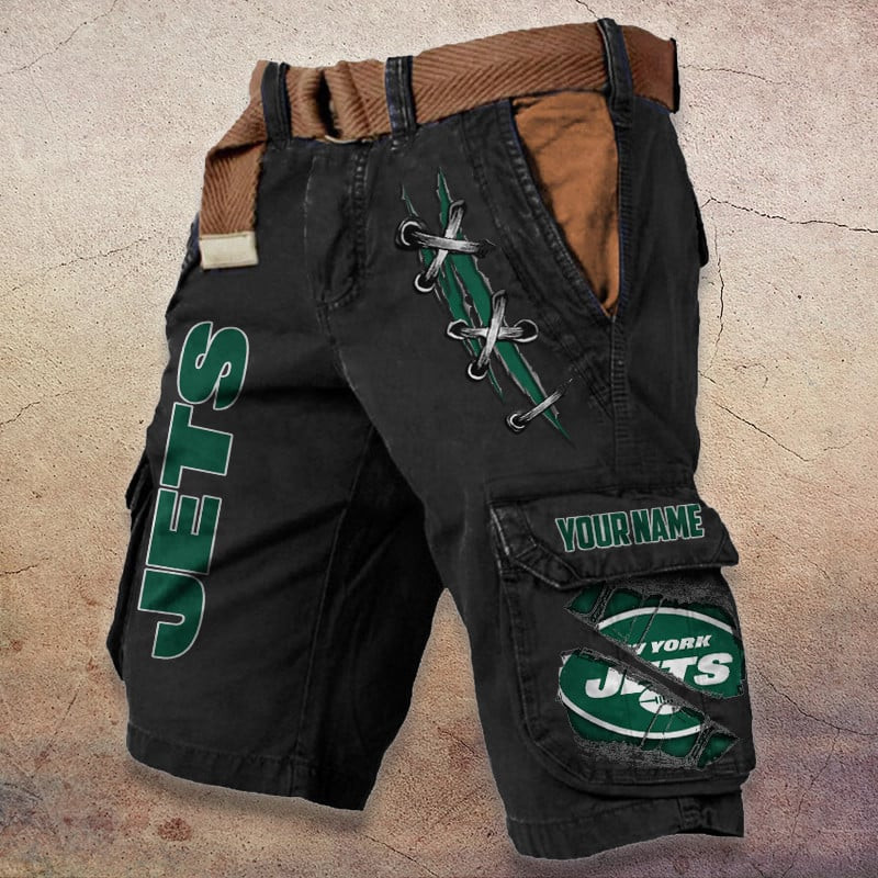 New York Jets Pocket Print Cargo Shorts (Belt Not Included) S9MCS154