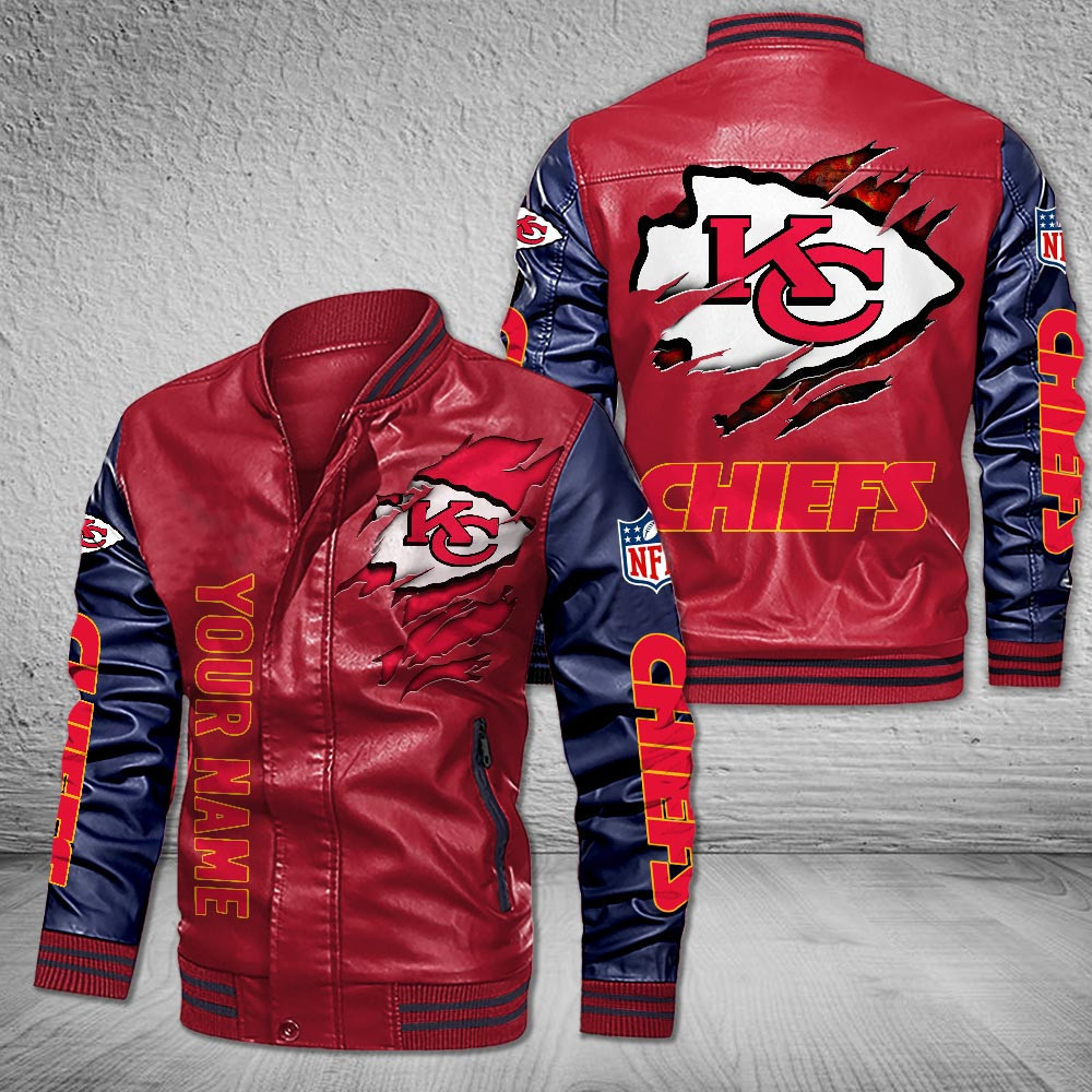 DMHQ0055 Kansas City Chiefs Signature Series Leather Jacket — Plush Sherpa Lining