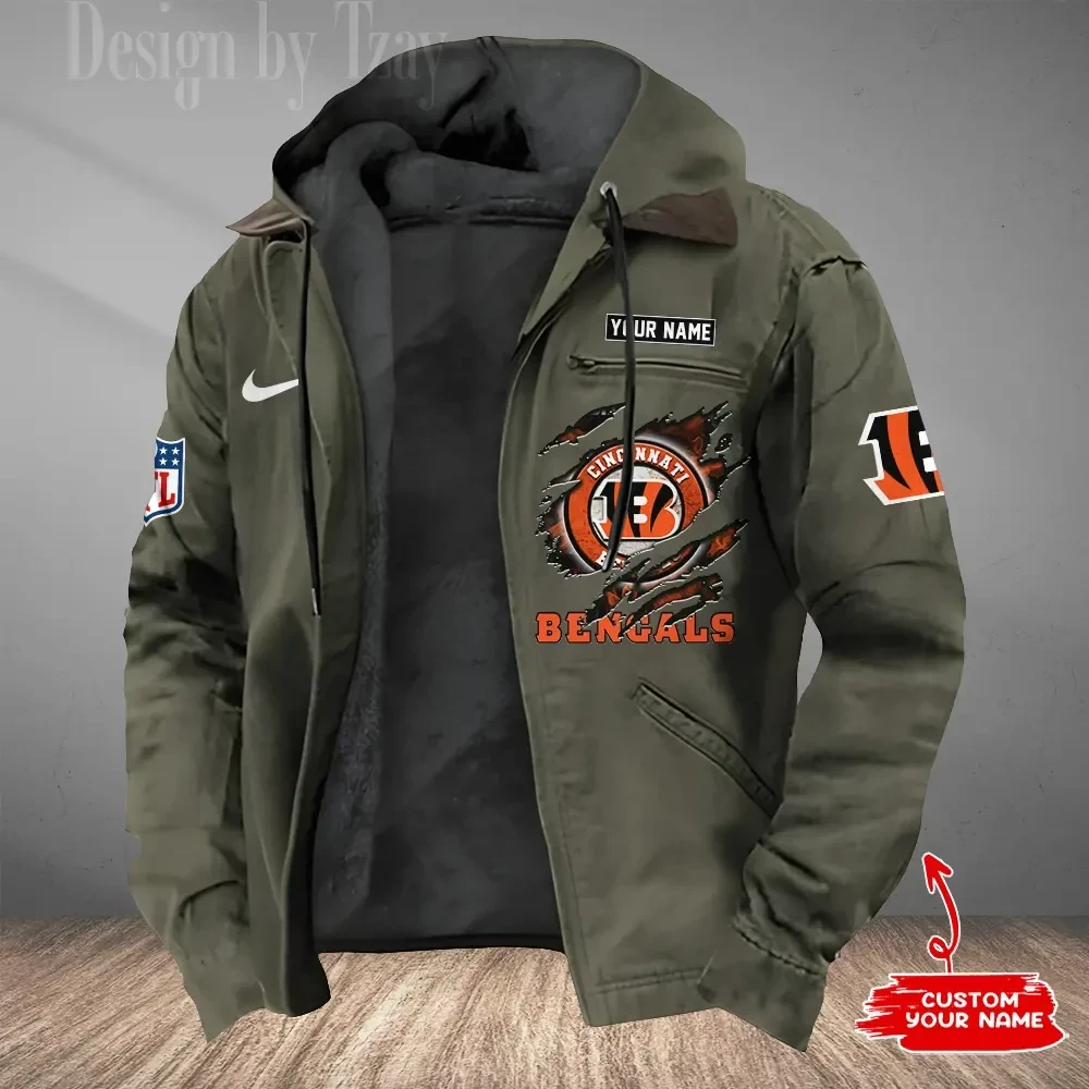 Cincinnati Bengals Men's Casual Padded Jacket Hooded Trending 2026 SPTPJH168