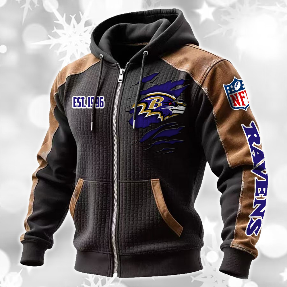 Baltimore Ravens Waffle Full-Zip Fleece Hoodie DMAG0003