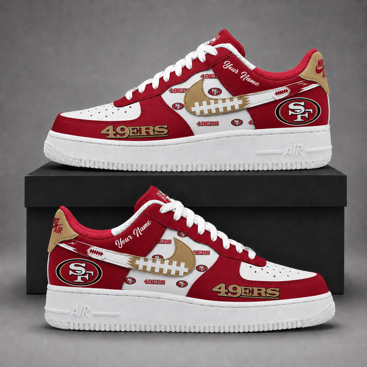 San Francisco 49ers | Premium NFL Fear The Team AF1 Sneakers Personalized - VA37433