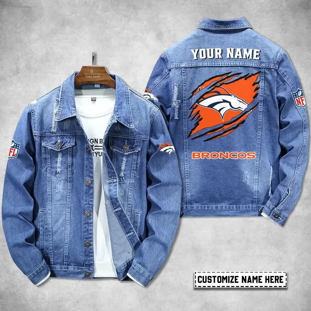 Denver Broncos Personalized Premium Denim Jacket S9DJ070