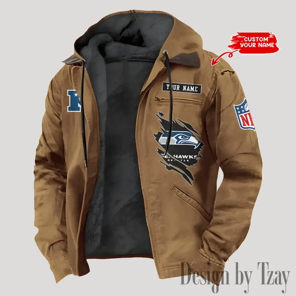 Seattle Seahawks Men's Casual Padded Jacket Hooded Trending 2026 SPTPJH158