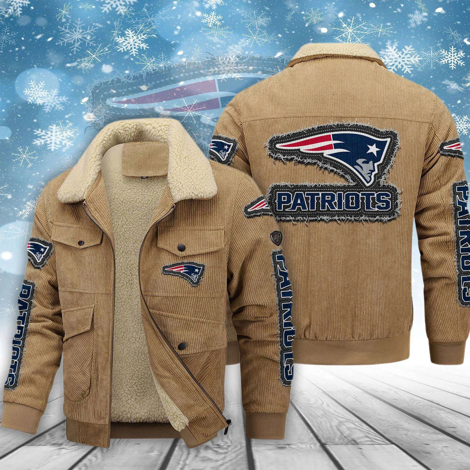 New England Patriots Men's Thickened Corduroy Jacket ANZVITCJ021