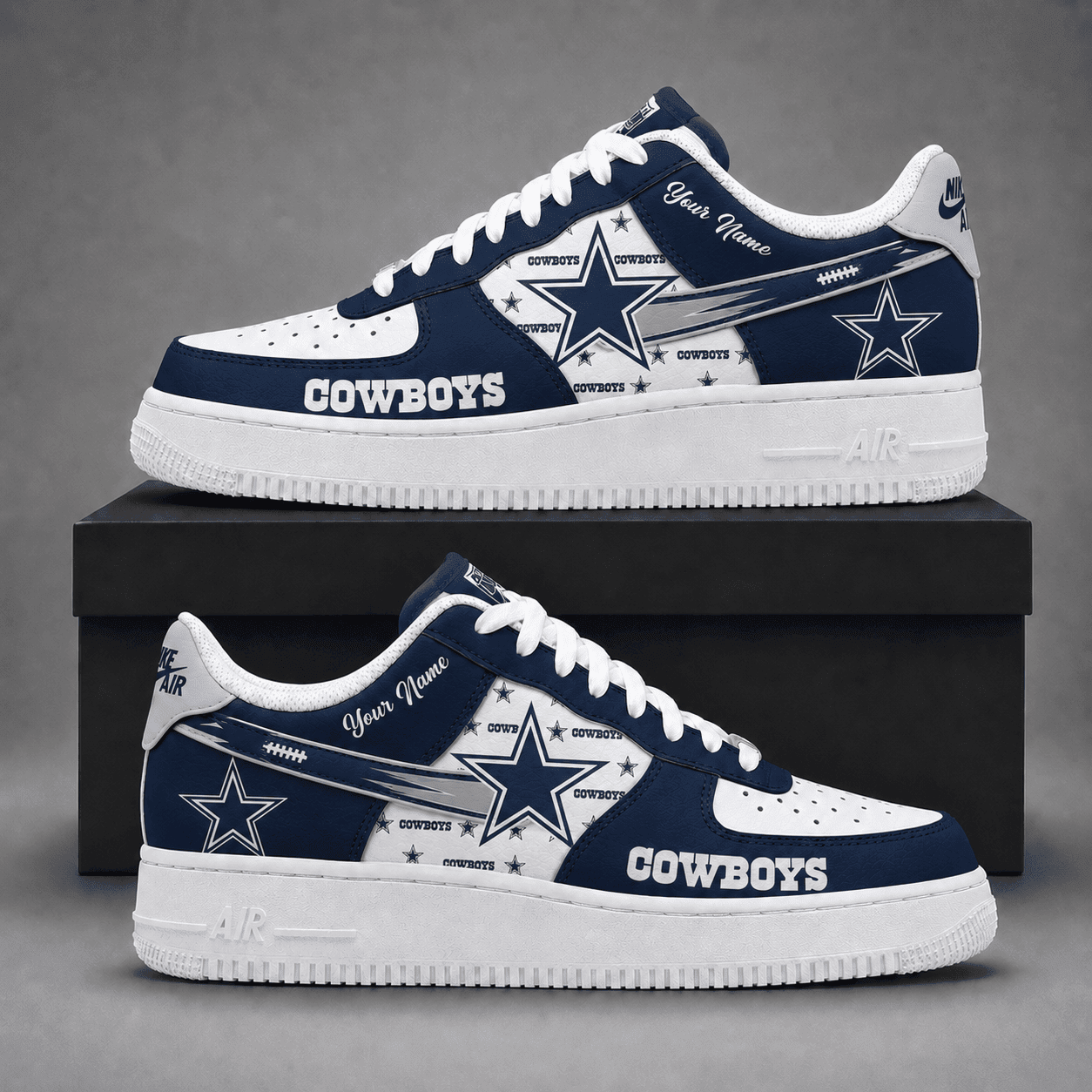 Dallas Cowboys | Premium NFL Fear The Team AF1 Sneakers Personalized - VA37445