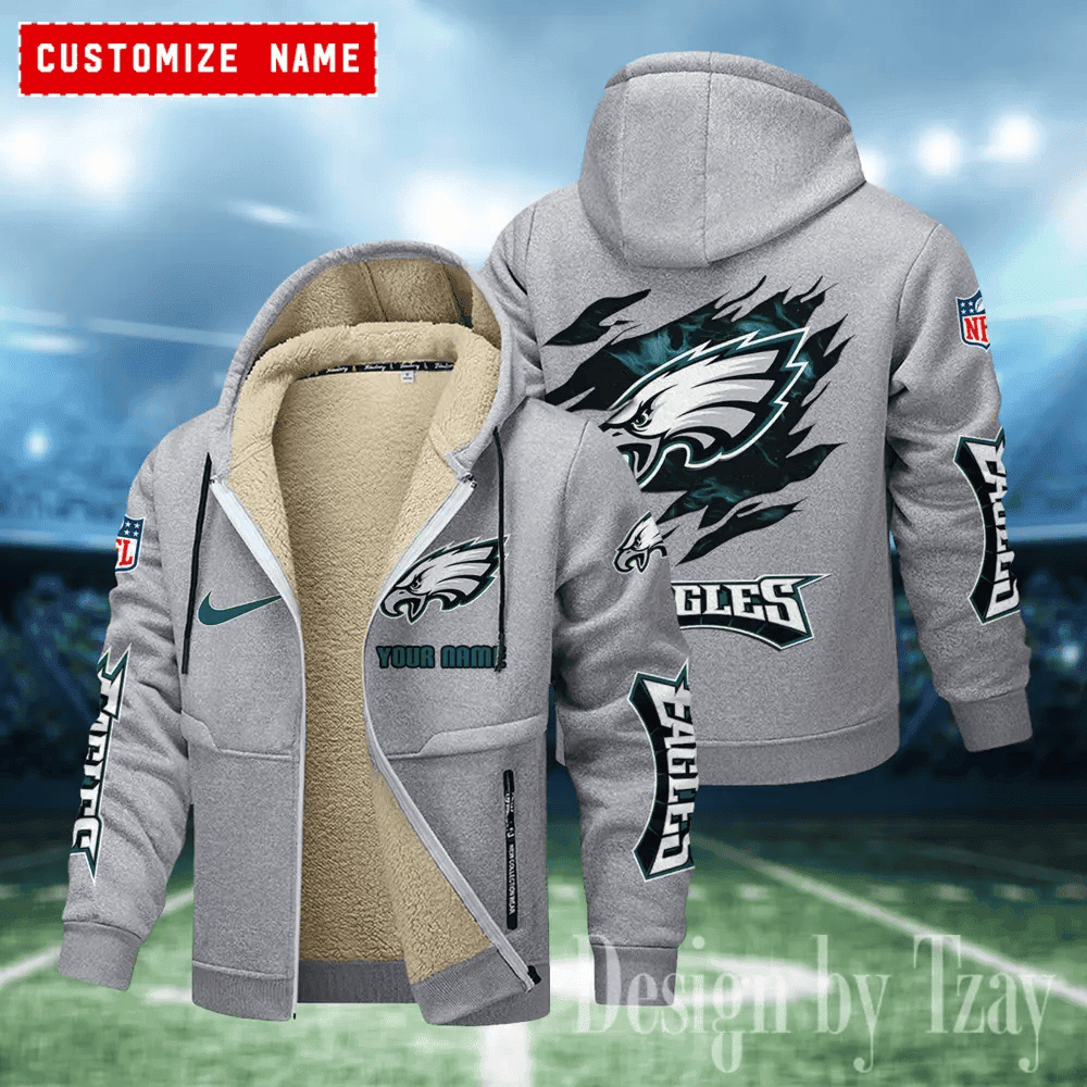 Philadelphia Eagles Hoodies Zip Velvet Coat ANZTZH091