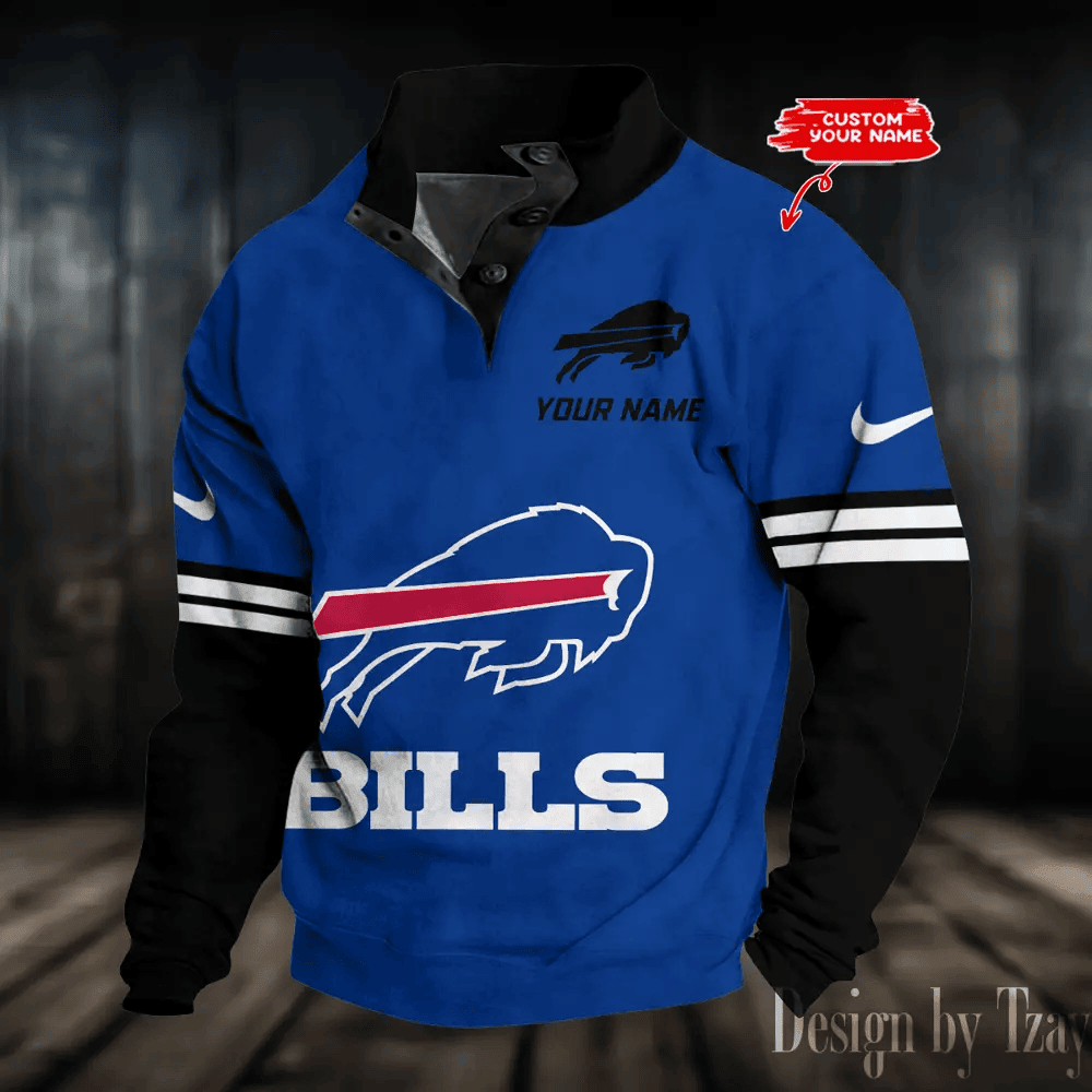 Buffalo Bills NFL Premium Stand-Collar Game-Day Pullover - Engineered Warmth & Personalized Name S9DBSCH671