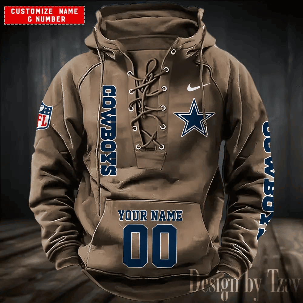 SPTS9HLUH041-Dallas Cowboys Men's Hooded Lace-up Hoodie