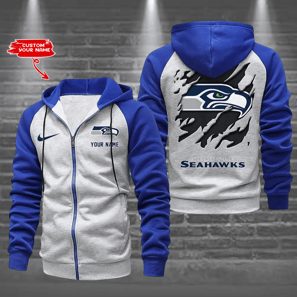 Seattle Seahawks Zip-Up Color Block Hoodie ANZ2DZH179