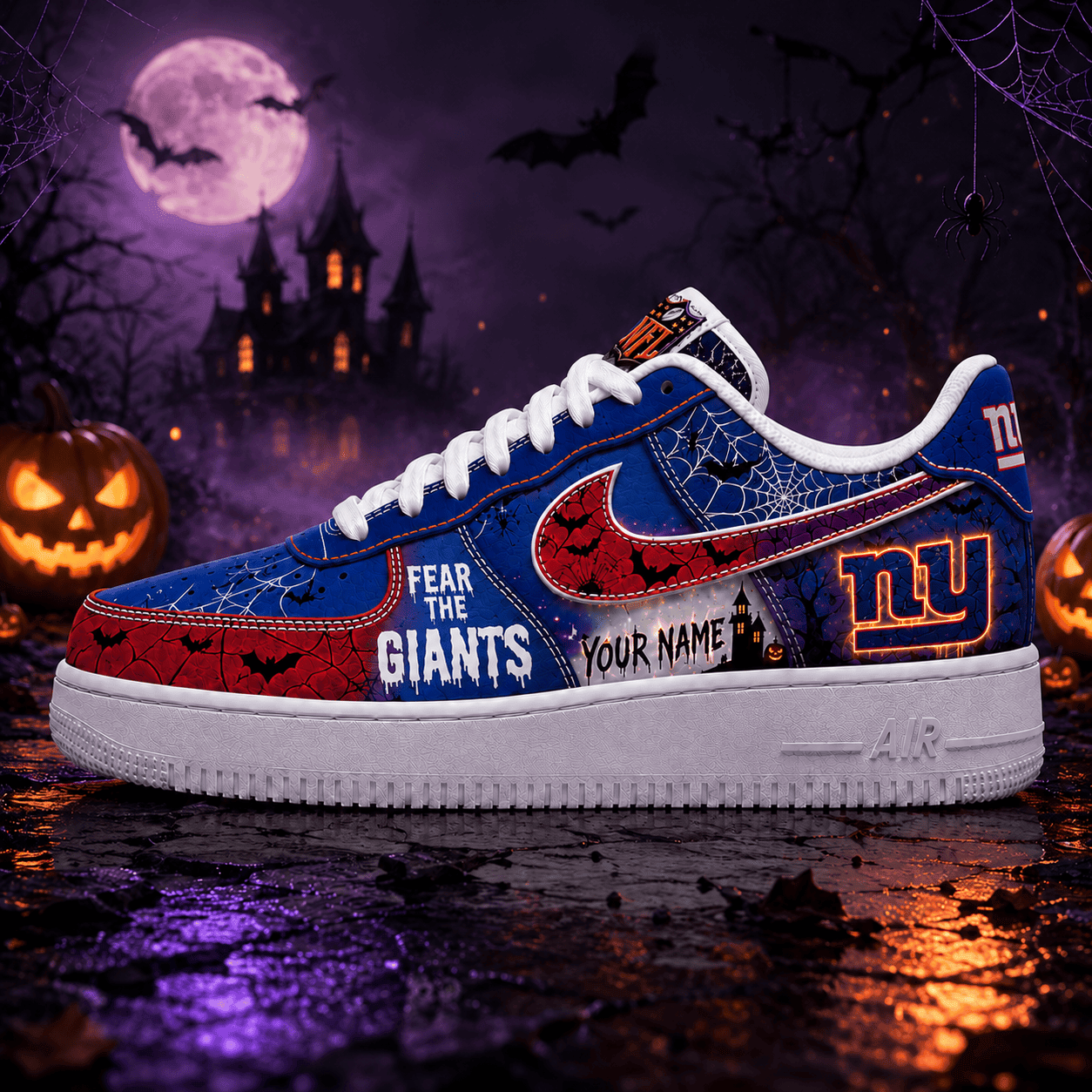 New York Giants | Premium NFL Fear The Team Halloween AF1 Sneakers - VA32185