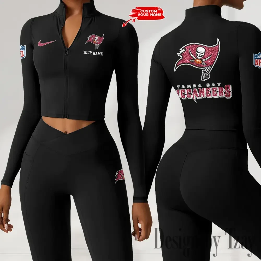 Tampa Bay Buccaneers Zipper Sports Top Women Gym Long Sleeve for Fitness SPTZSTW131