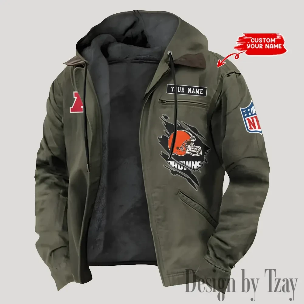 Cleveland Browns Men's Casual Padded Jacket Hooded Trending 2026 SPTPJH137
