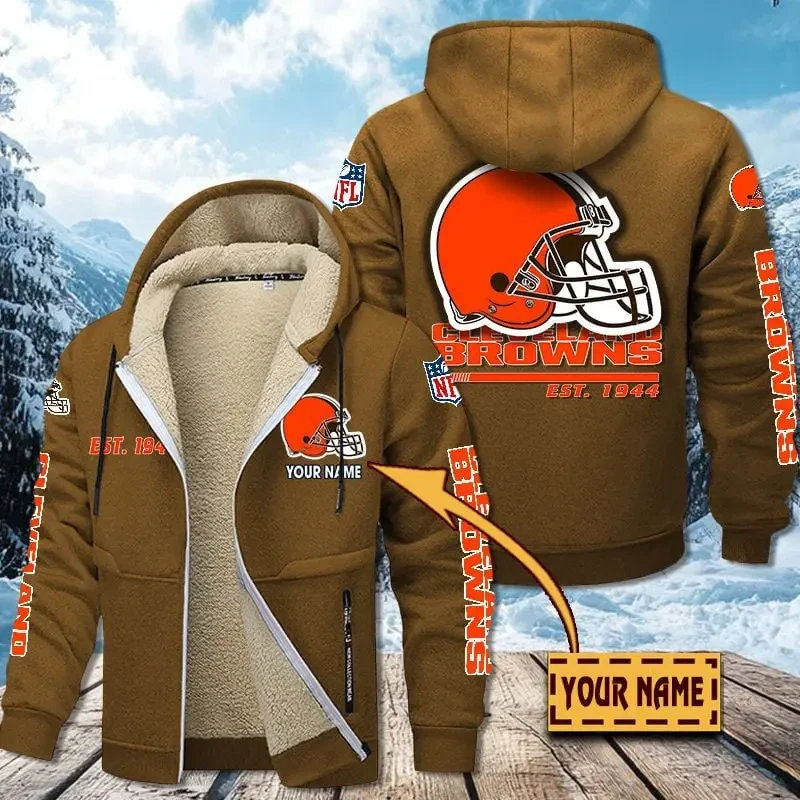 Cleveland Browns Zip Up Fur Coat ANZTZH123