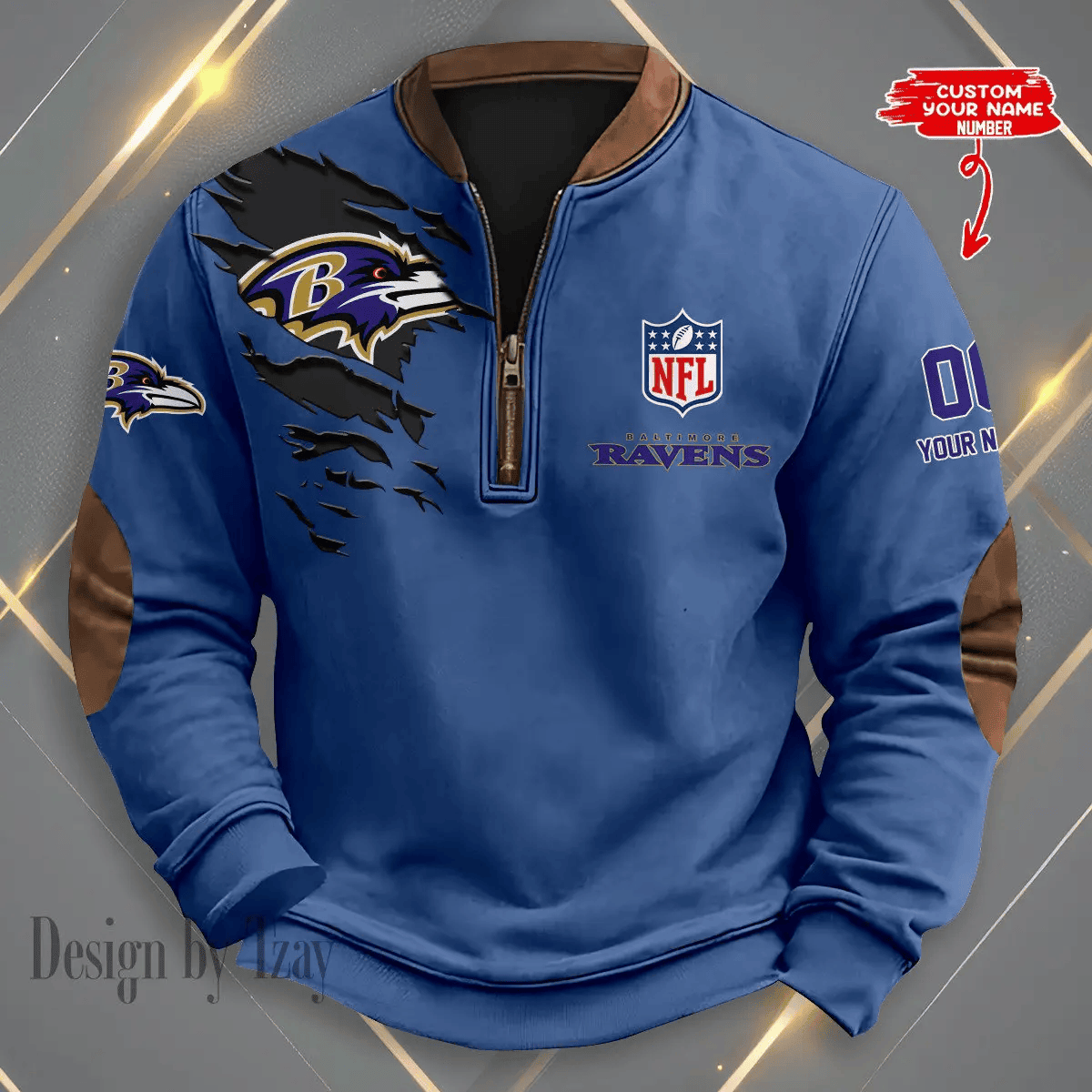 Baltimore Ravens Premium Personalized Game-Day Quarter-Zip S9MPZNS035