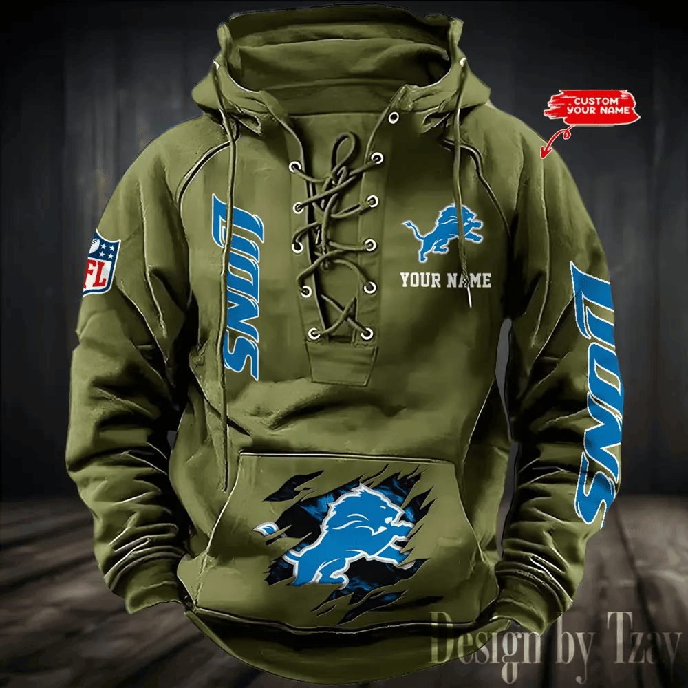 SPTS9HLUH107-Detroit Lions Men's Hooded Lace-up Hoodie