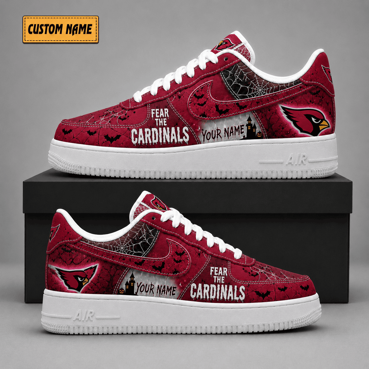 Arizona Cardinals | Premium NFL Fear The Team Halloween AF1 Sneakers - VA323534