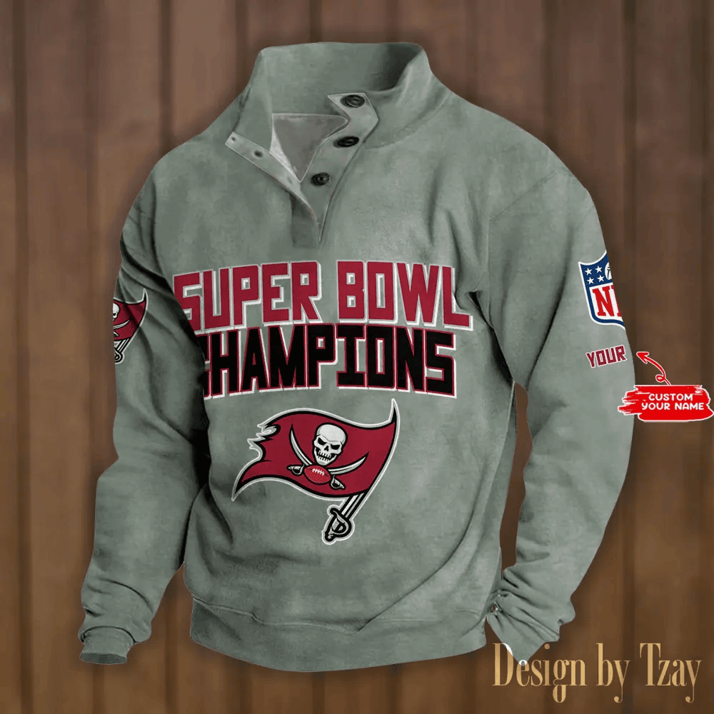 SPTS9DBSCH314 -Tampa Bay Buccaneers Premium Stand-Collar Game-Day Pullover - Engineered Warmth & Personalized Names DV8