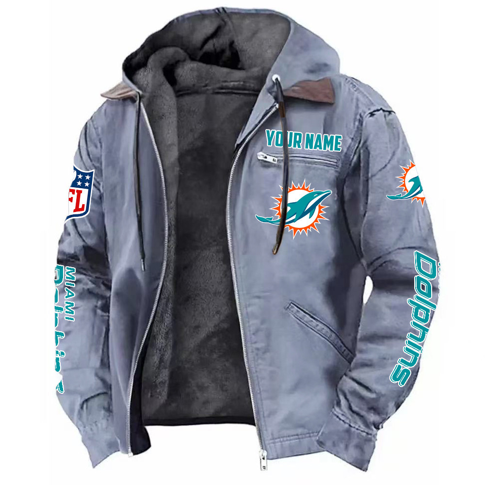 Miami Dolphins DMJK0020 Hooded Cardigan Jacket