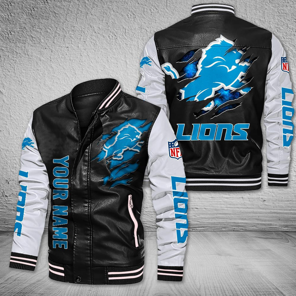 DMHQ0050 Detroit Lions Signature Series Leather Jacket — Plush Sherpa Lining