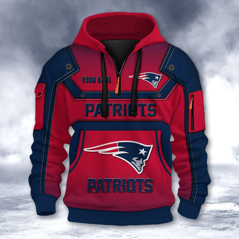 New England Patriots DMHT2567 3D Half-zip Hoodie