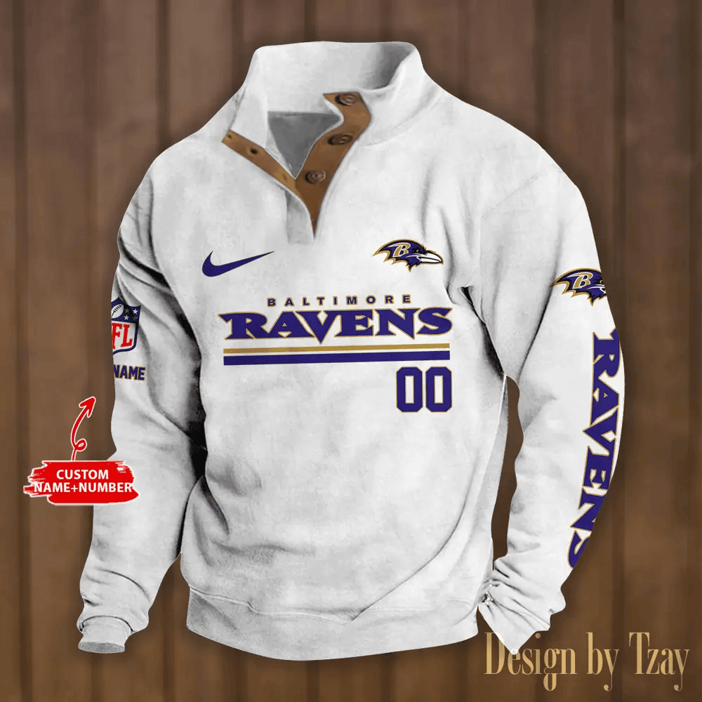 Baltimore Ravens Premium Stand-Collar Game-Day Pullover - Engineered Warmth & Personalized Name S9DBSCH067
