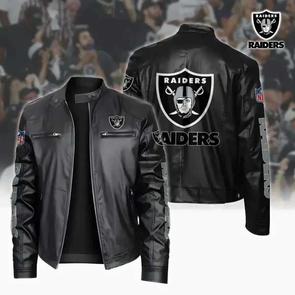 Ultra-Premium Leather Jacket Dual Zip Chest— Las Vegas Raiders SPTSLJ017