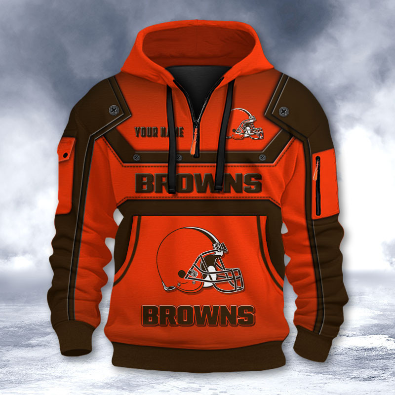 Cleveland Browns DMHT2553 3D Half-zip Hoodie