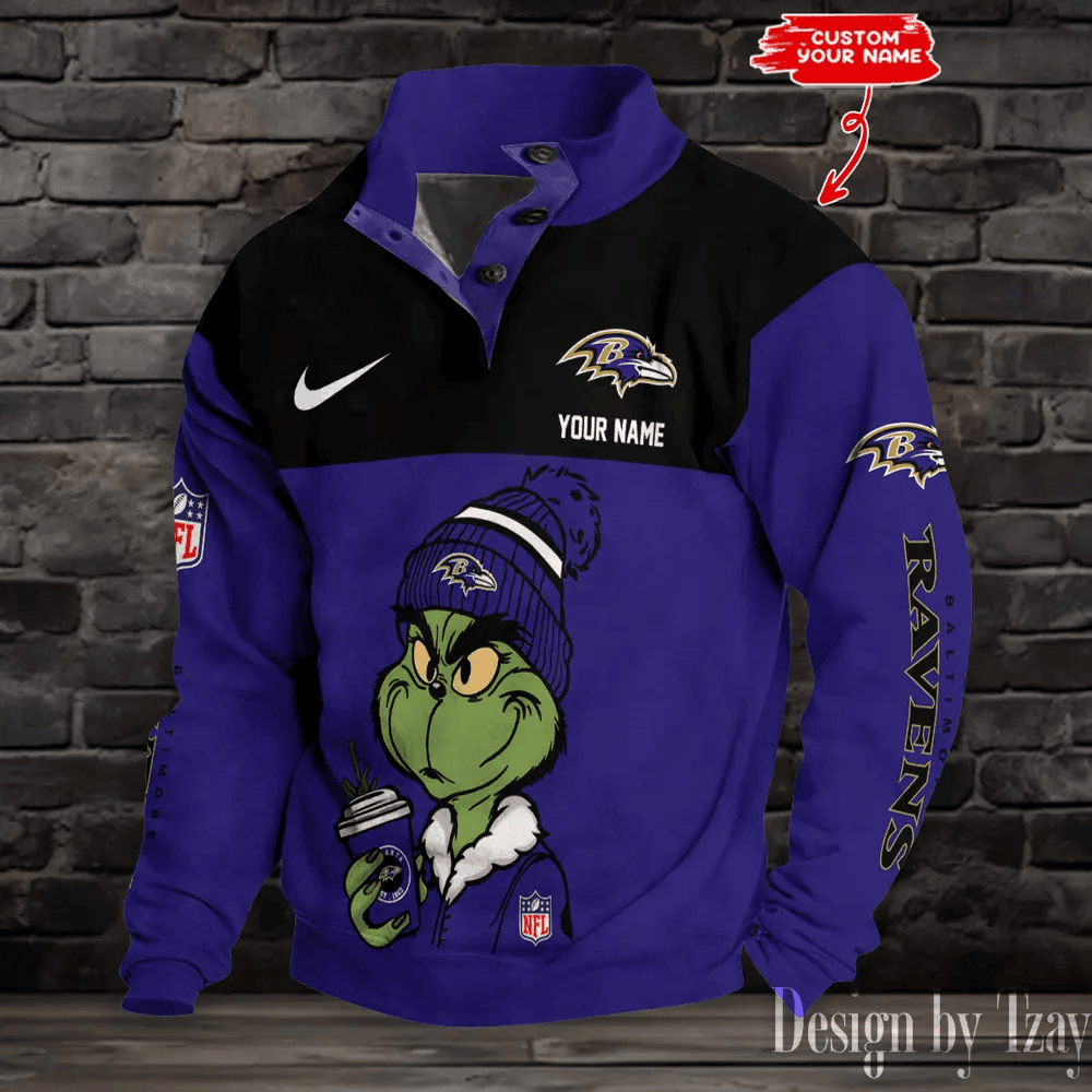 Baltimore Ravens Premium Stand-Collar Game-Day Pullover - Engineered Warmth & Personalized Name S9DBSCH701