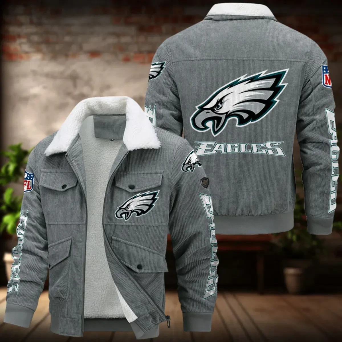 Philadelphia Eagles Men's Thickened Corduroy Jacket ANZANZTCJ026