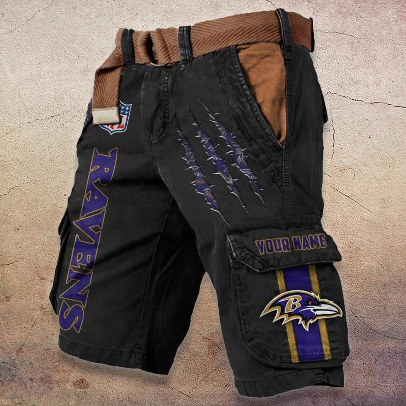 Baltimore Ravens Pocket Print Cargo Shorts (Belt Not Included) S9MCS068