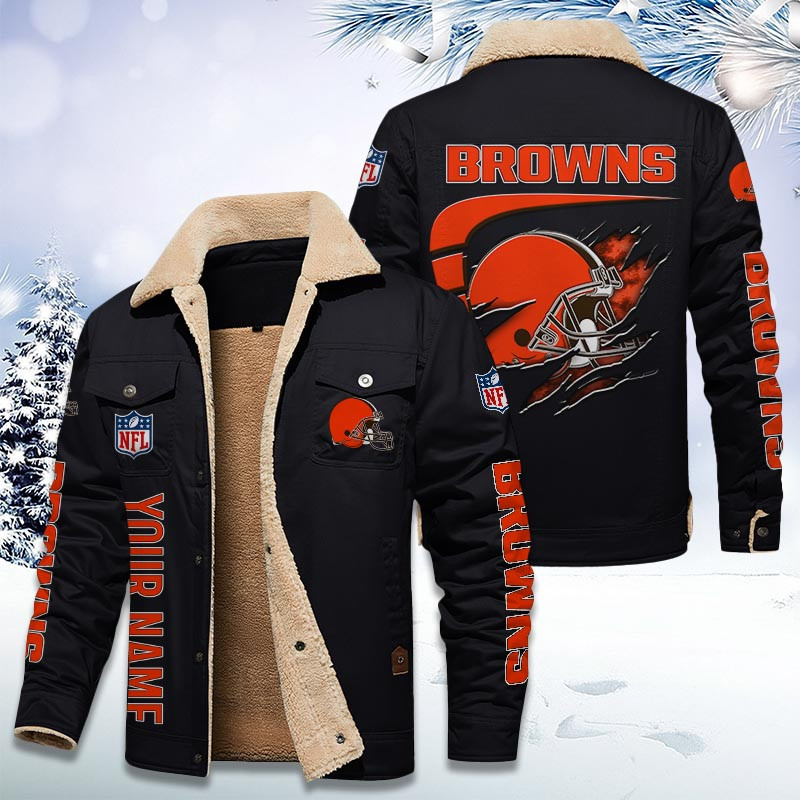 Cleveland Browns Personalized Sherpa Fleece Trucker Jacket DMHL1025