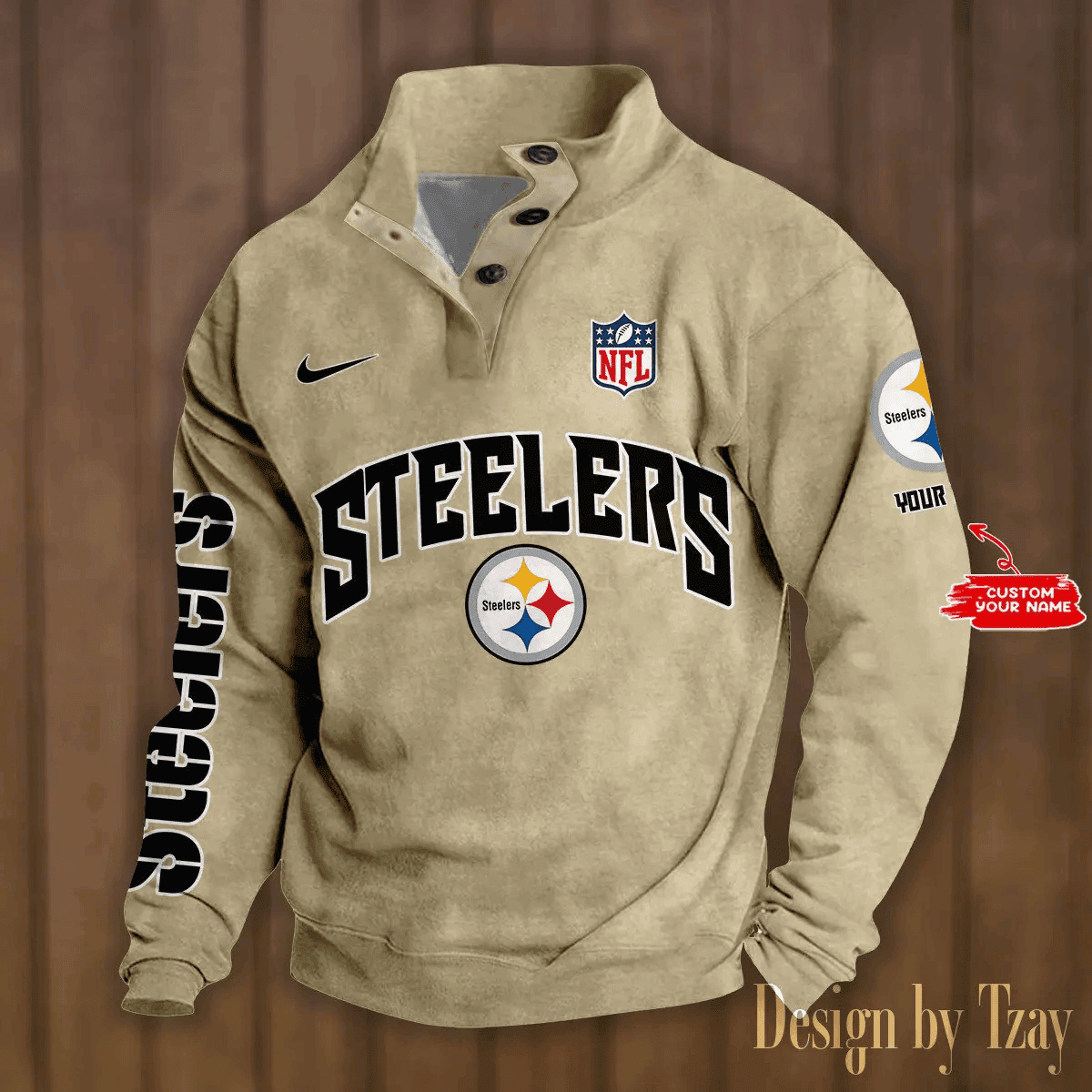 Pittsburgh Steelers Premium Stand-Collar Game-Day Pullover - Engineered Warmth & Personalized Name S9DBSCH059