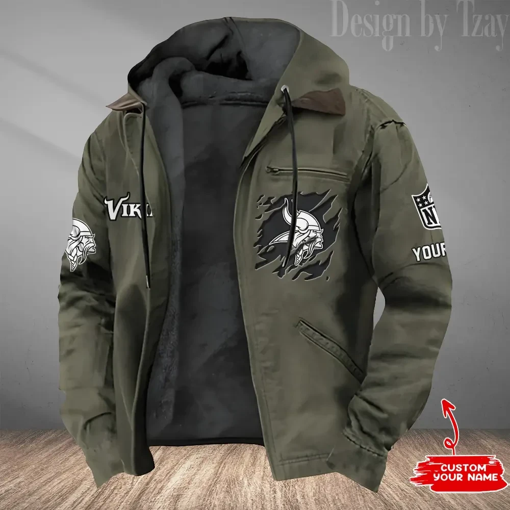 Minnesota Vikings Men's Casual Padded Jacket Hooded Trending 2026 SPTPJH054