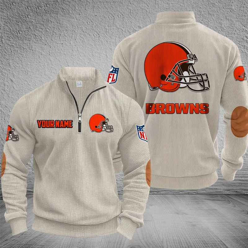 Cleveland Browns DMSH0276 Stand Collar Half-zip Sweatshirt Multicolor